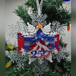 OOAK United States 250th Anniversary Ornament Snowflake USA Patriotic America